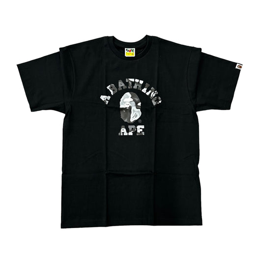 BAPE BLACK LIQUID CAMO COLLEGE BLACK TEE