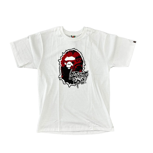 BAPE RED MAD APE HEAD WHITE TEE