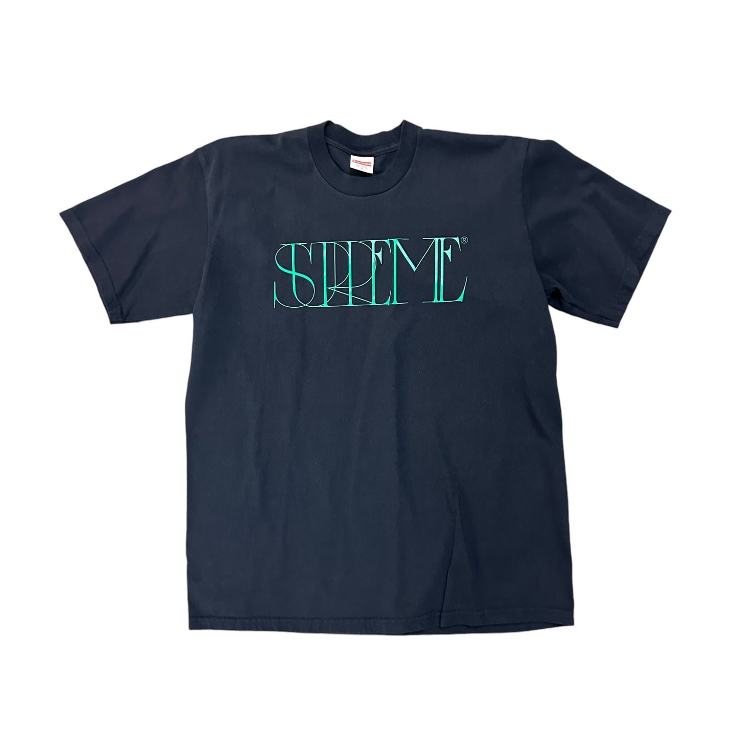 Supreme Long Font Navy Tee