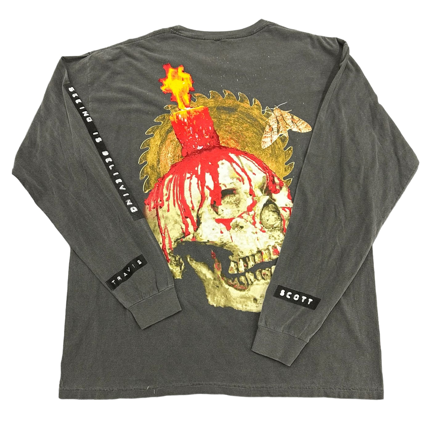 Travis Scott Halloween Skull Saw Grey L/S Tee