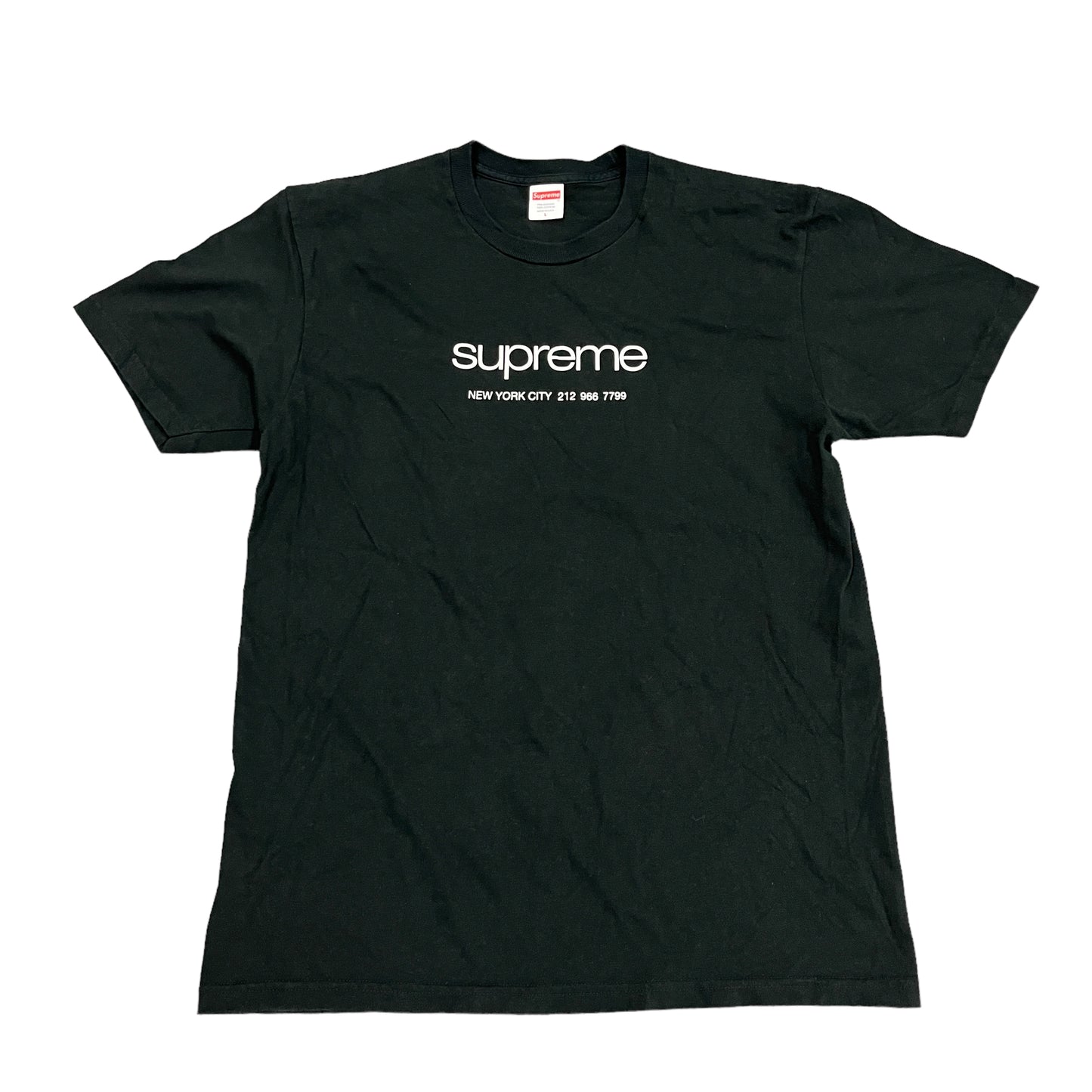 Supreme NYC Phone Number Black Tee