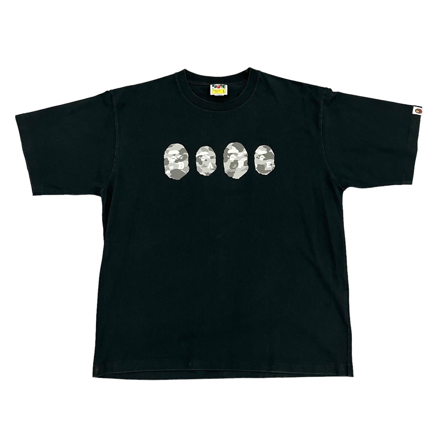 BAPE Grey Camo Heads Black Tee