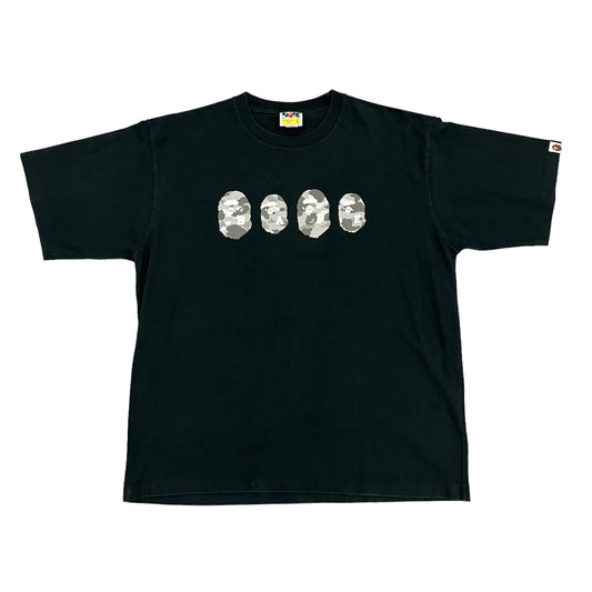 BAPE Grey Camo Heads Black Tee