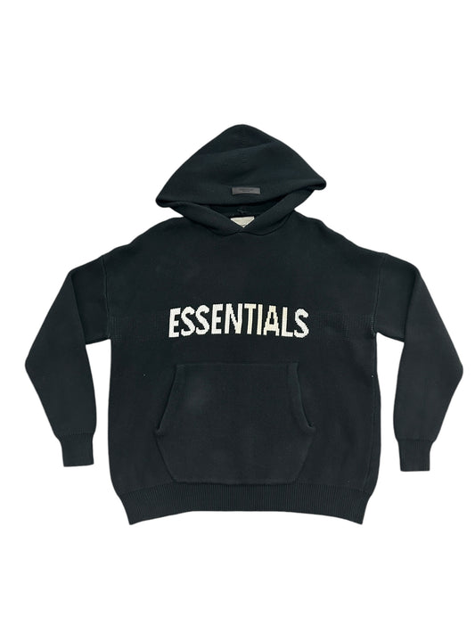 Essentials Black Knit Hoodie