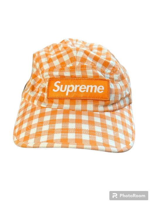 Supreme orange plaid hat