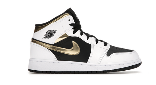 Jordan 1 Mid “White Gold Black” (GS) - 554725 190